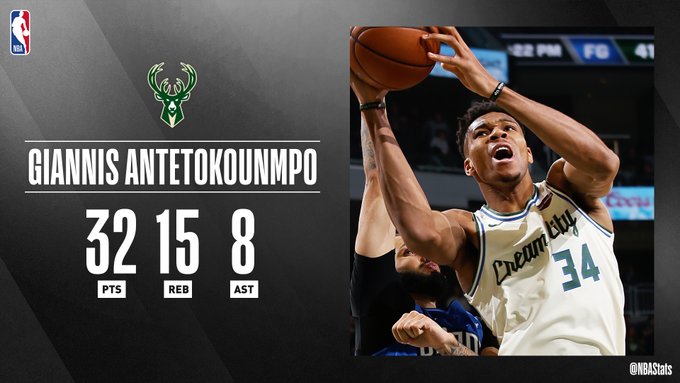 NBA官方评选最佳数据：字母哥32+15+8当选