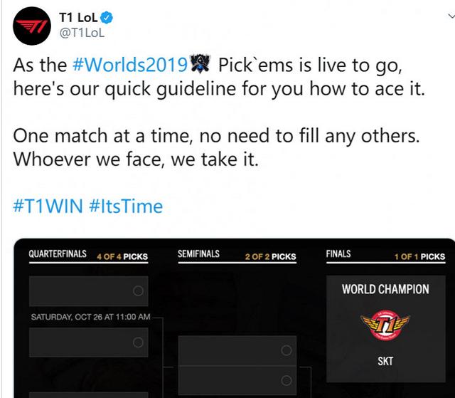 SKT官推晒出淘汰赛预测图：人挡杀人，佛挡杀佛