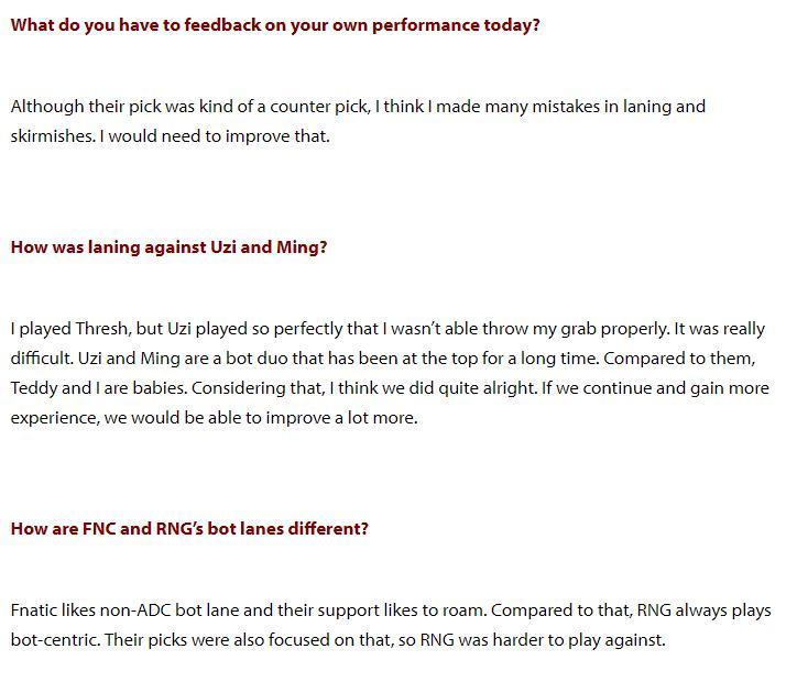 SKT辅助采访：对比UZI和Ming 我和Teddy就像是婴儿