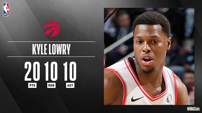 NBA官方评选今日最佳数据：洛瑞20+10+10当选