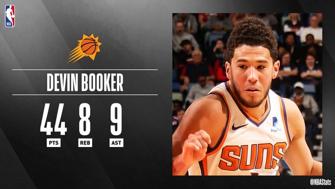 NBA官方评选今日最佳数据：布克44+8+9当选